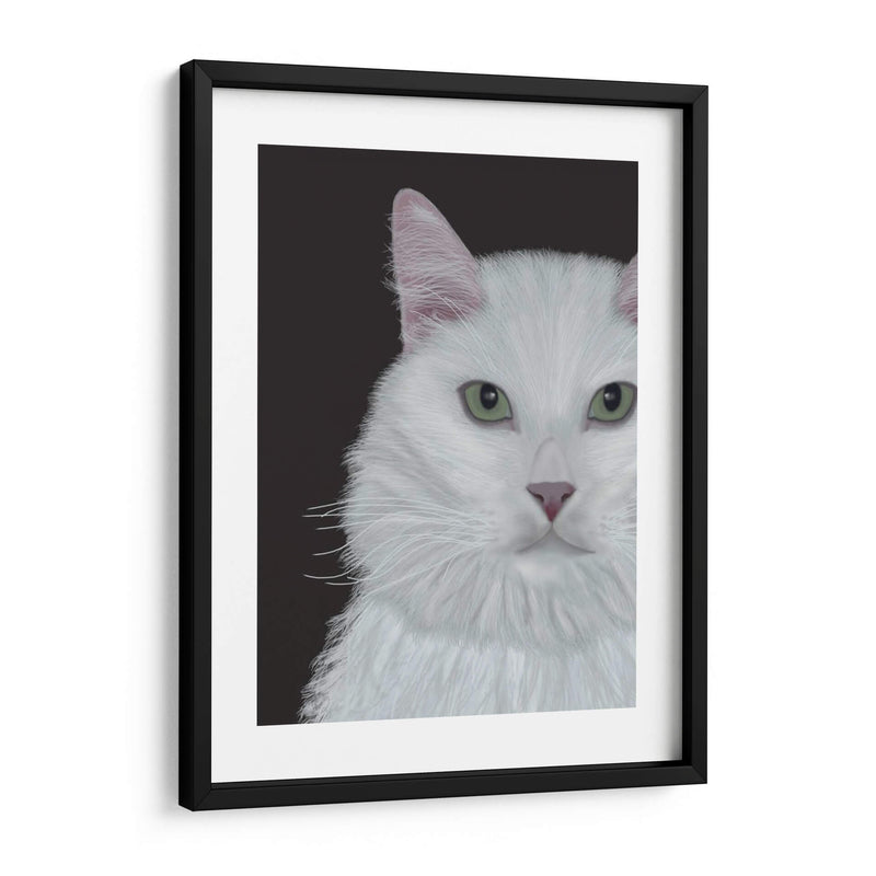 Gato, Retrato Blanco En Gris Oscuro - Fab Funky | Cuadro decorativo de Canvas Lab