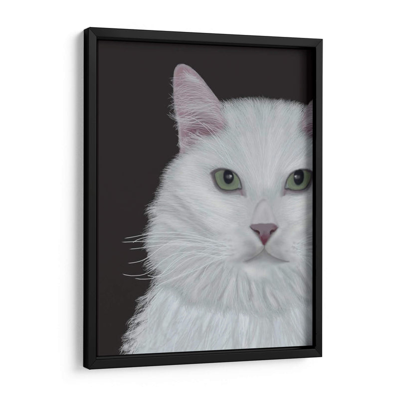 Gato, Retrato Blanco En Gris Oscuro - Fab Funky | Cuadro decorativo de Canvas Lab