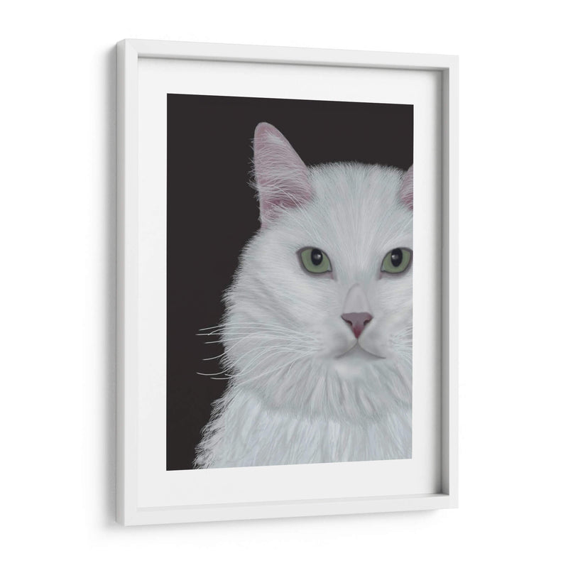 Gato, Retrato Blanco En Gris Oscuro - Fab Funky | Cuadro decorativo de Canvas Lab