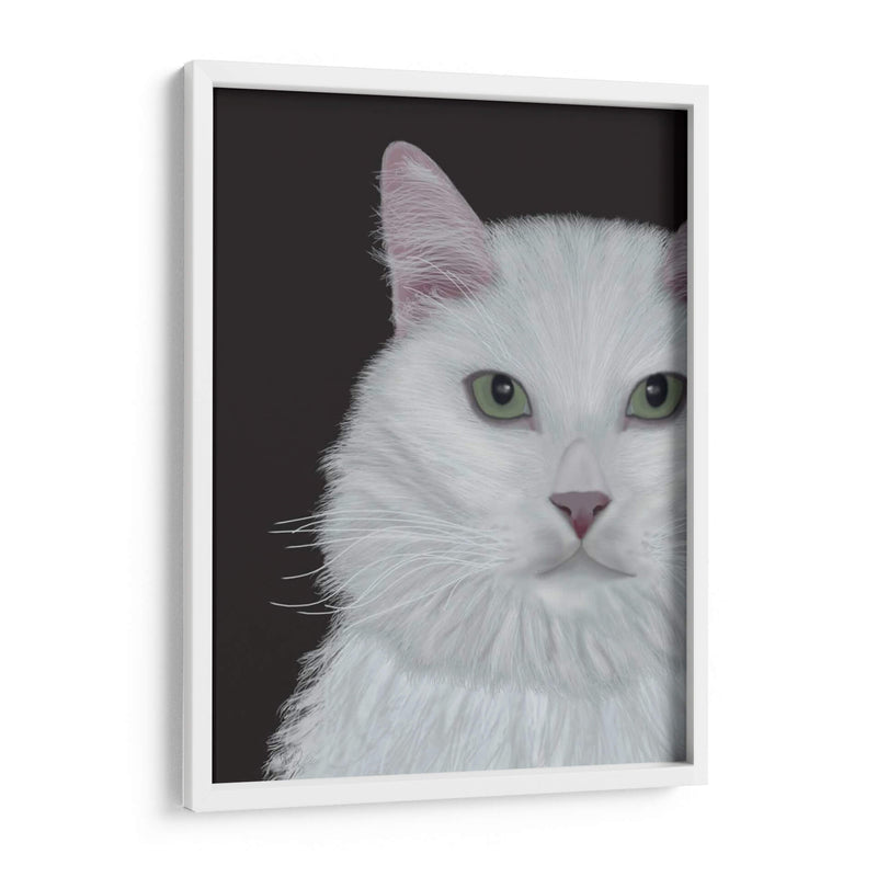 Gato, Retrato Blanco En Gris Oscuro - Fab Funky | Cuadro decorativo de Canvas Lab