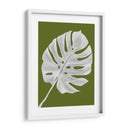 Hoja De Monstera 1, Blanco En Verde - Fab Funky | Cuadro decorativo de Canvas Lab
