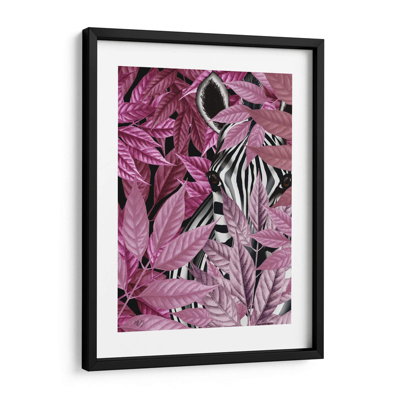 Cebra En Hojas Rosadas - Fab Funky | Cuadro decorativo de Canvas Lab