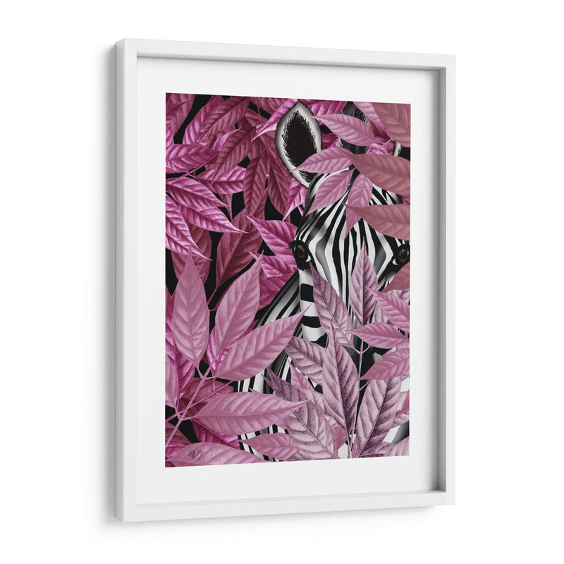 Cebra En Hojas Rosadas - Fab Funky | Cuadro decorativo de Canvas Lab