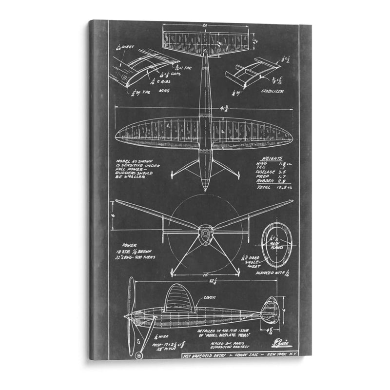 Blueprint Aeronáutico Iii - Vision Studio | Cuadro decorativo de Canvas Lab