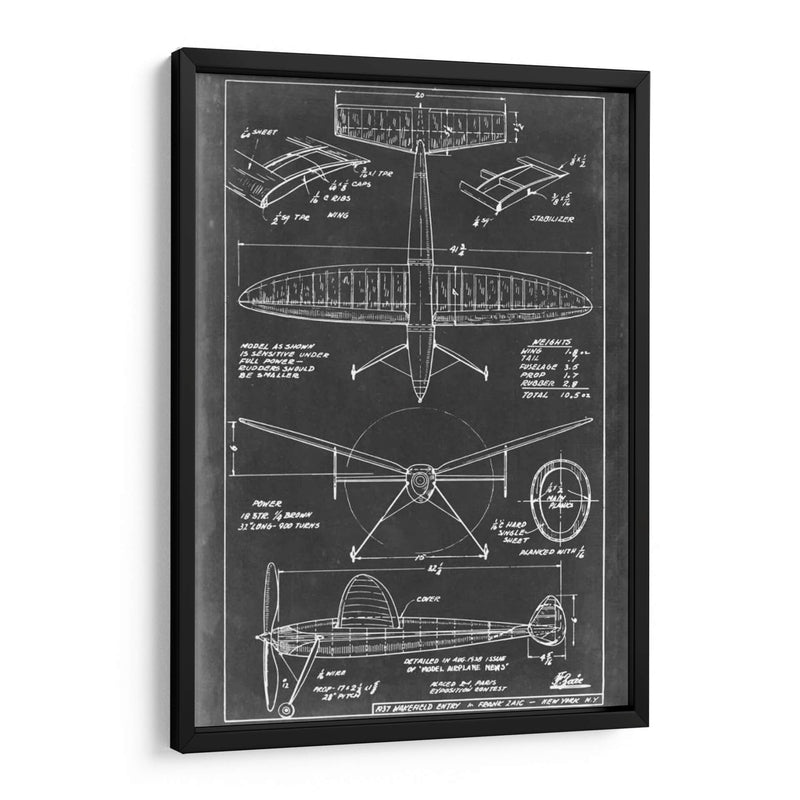 Blueprint Aeronáutico Iii - Vision Studio | Cuadro decorativo de Canvas Lab