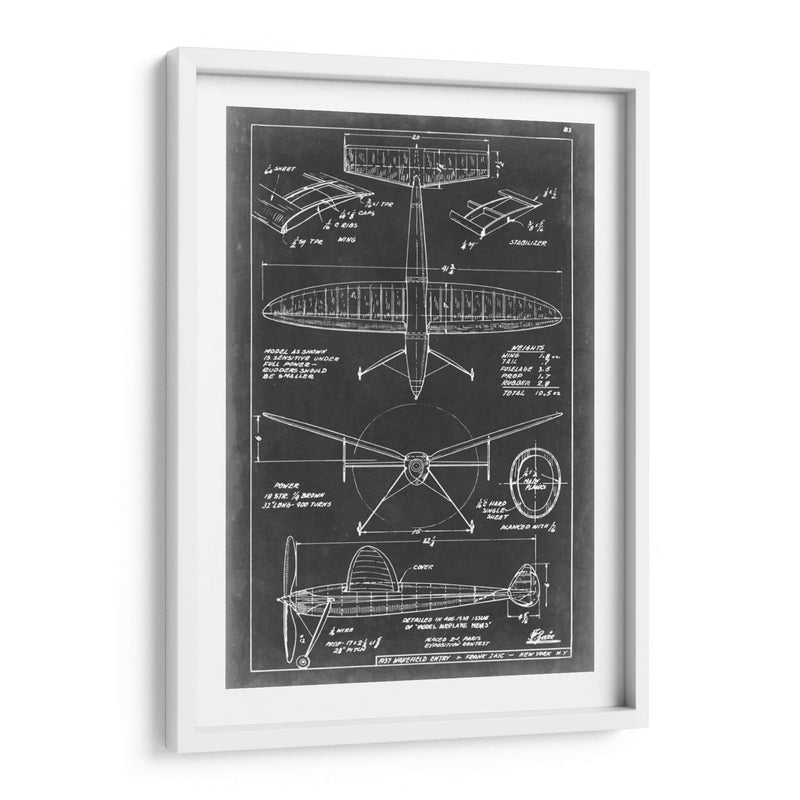 Blueprint Aeronáutico Iii - Vision Studio | Cuadro decorativo de Canvas Lab