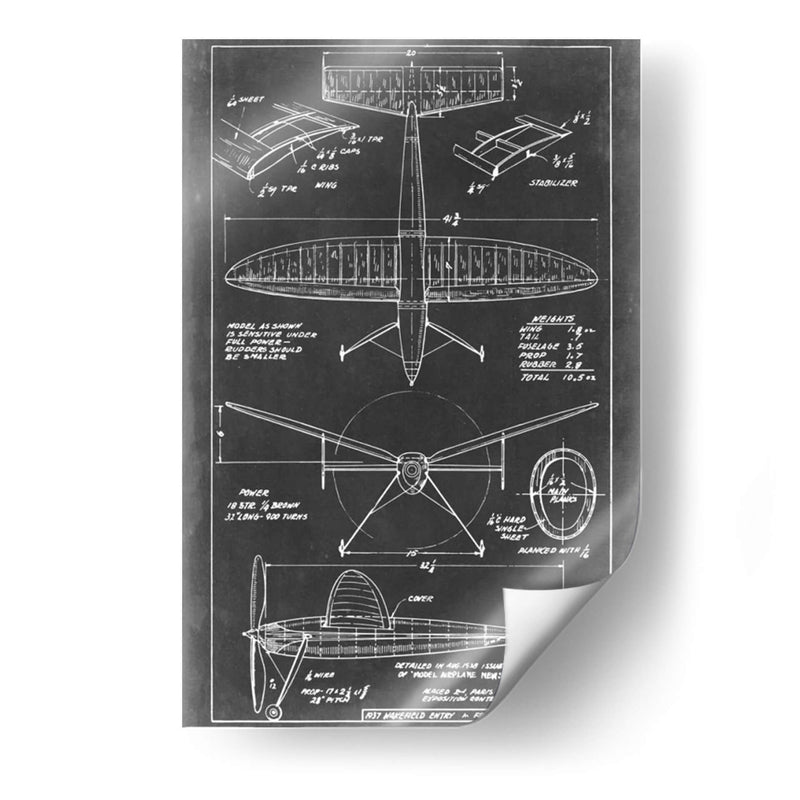 Blueprint Aeronáutico Iii - Vision Studio | Cuadro decorativo de Canvas Lab