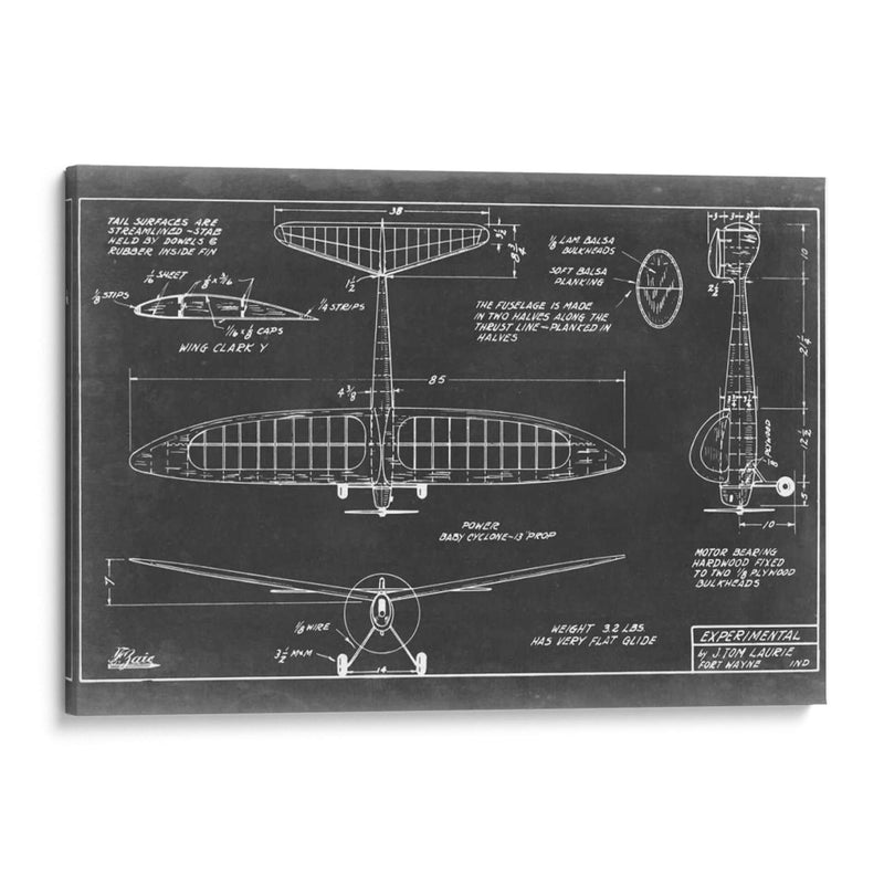 Blueprint Aeronáutico Vi - Vision Studio | Cuadro decorativo de Canvas Lab