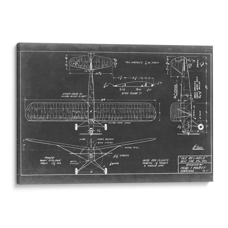 Blueprint Aeronáutico Viii - Vision Studio | Cuadro decorativo de Canvas Lab