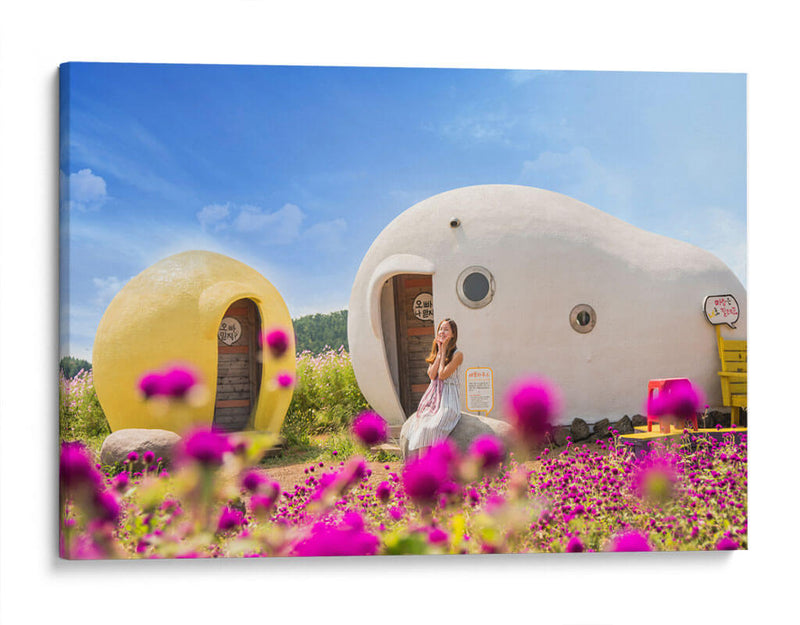 Floresitas y casitas | Cuadro decorativo de Canvas Lab