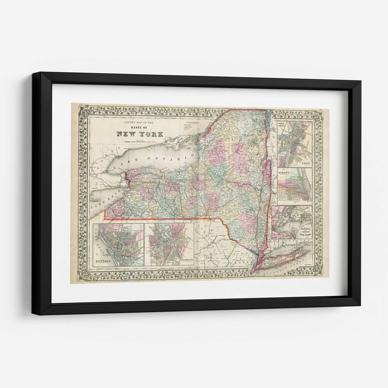 Mapa De Johnsons De Nueva York - Johnson | Cuadro decorativo de Canvas Lab