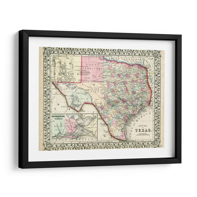 Mapa De Johnsons De Texas - Johnson | Cuadro decorativo de Canvas Lab