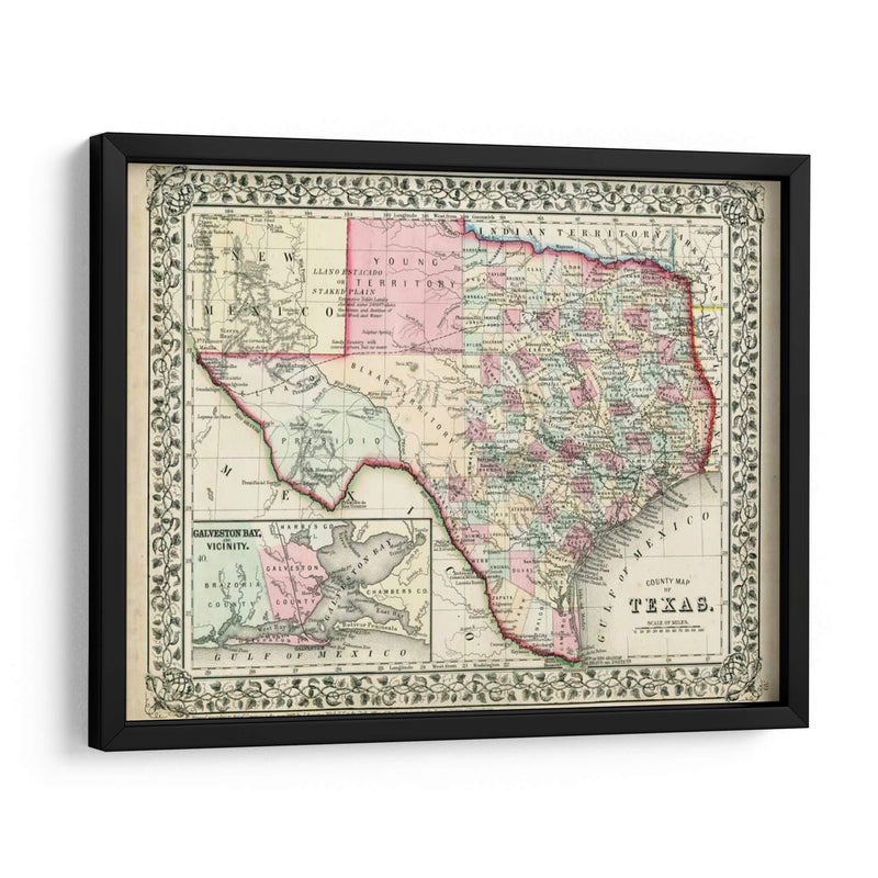 Mapa De Johnsons De Texas - Johnson | Cuadro decorativo de Canvas Lab