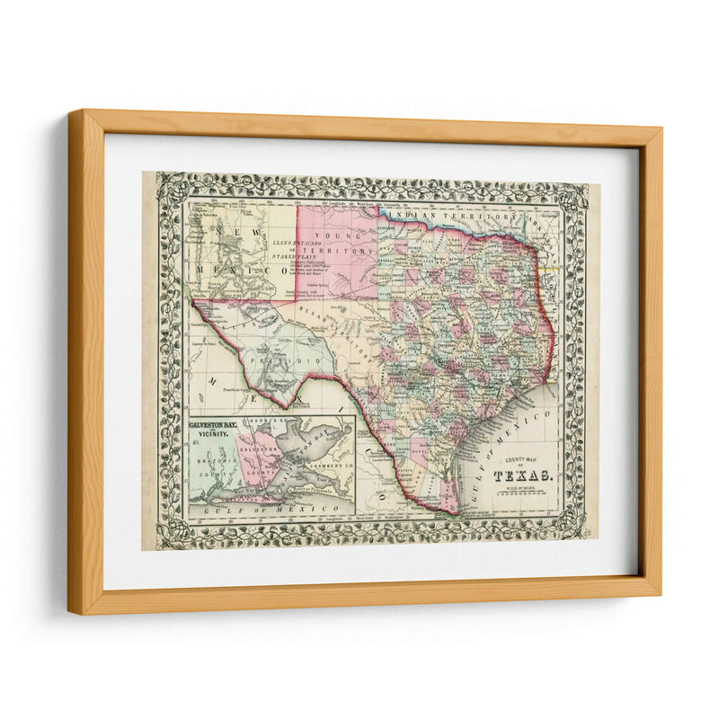 Mapa De Johnsons De Texas - Johnson | Cuadro decorativo de Canvas Lab