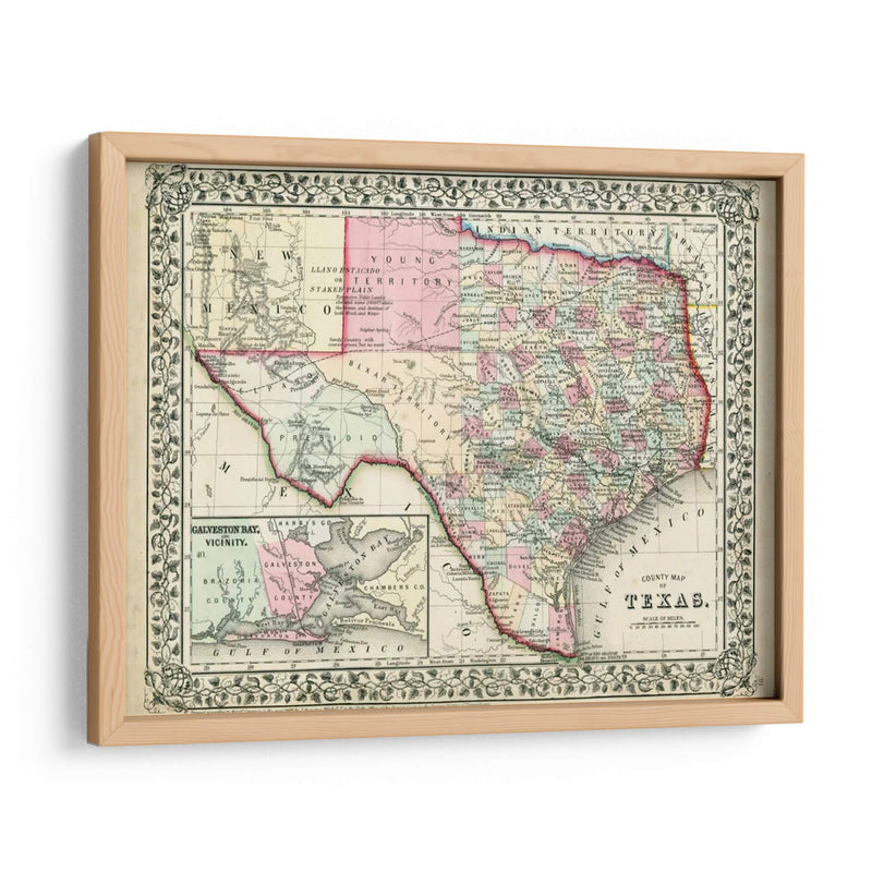 Mapa De Johnsons De Texas - Johnson | Cuadro decorativo de Canvas Lab