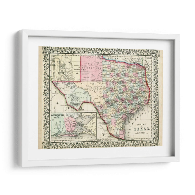 Mapa De Johnsons De Texas - Johnson | Cuadro decorativo de Canvas Lab