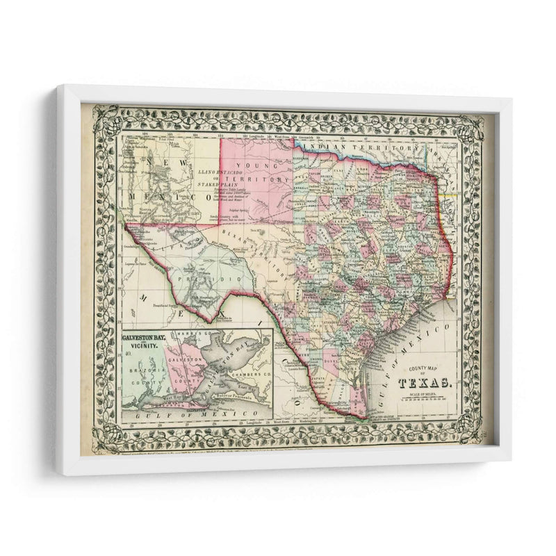 Mapa De Johnsons De Texas - Johnson | Cuadro decorativo de Canvas Lab