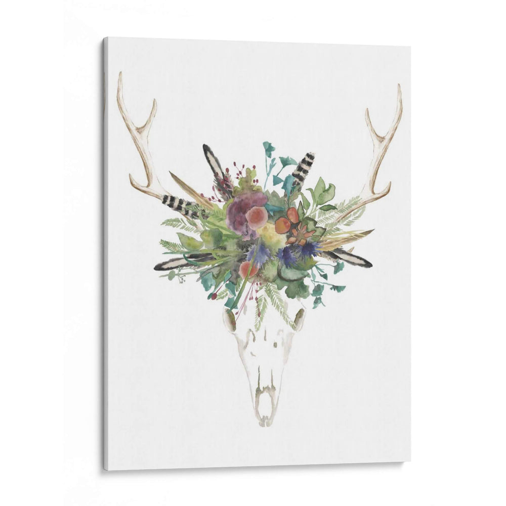 Cráneo De Ciervos Y Flores Ii - Naomi McCavitt | Cuadro decorativo de Canvas Lab