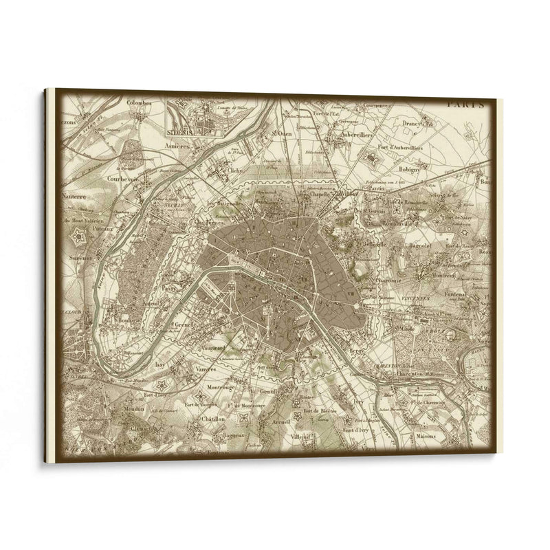 Mapa De Sepia De París - Vision Studio | Cuadro decorativo de Canvas Lab