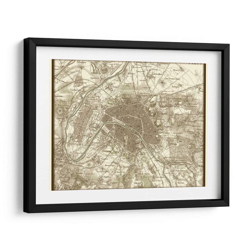 Mapa De Sepia De París - Vision Studio | Cuadro decorativo de Canvas Lab