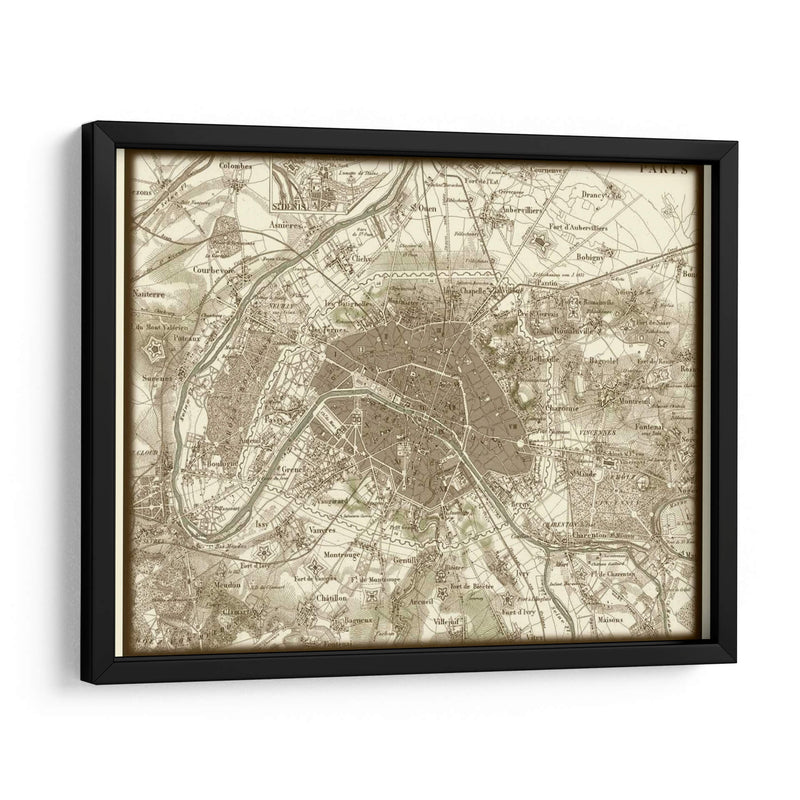 Mapa De Sepia De París - Vision Studio | Cuadro decorativo de Canvas Lab