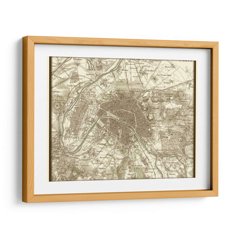 Mapa De Sepia De París - Vision Studio | Cuadro decorativo de Canvas Lab