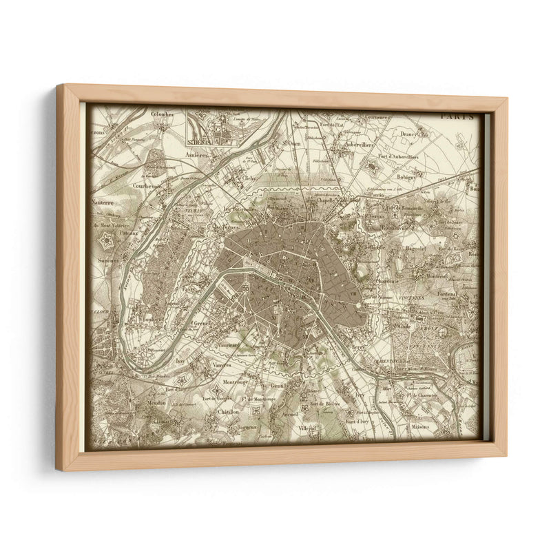 Mapa De Sepia De París - Vision Studio | Cuadro decorativo de Canvas Lab