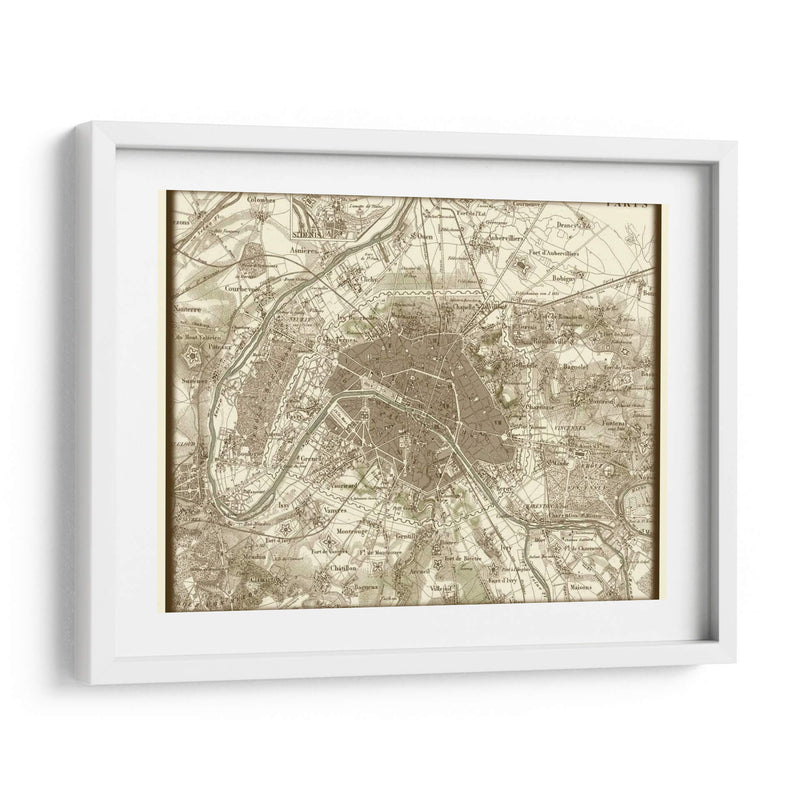 Mapa De Sepia De París - Vision Studio | Cuadro decorativo de Canvas Lab