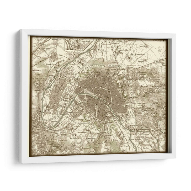 Mapa De Sepia De París - Vision Studio | Cuadro decorativo de Canvas Lab