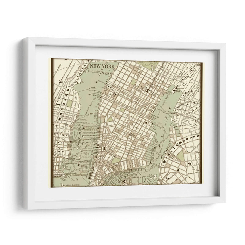 Mapa De Sepia De Nueva York - Vision Studio | Cuadro decorativo de Canvas Lab