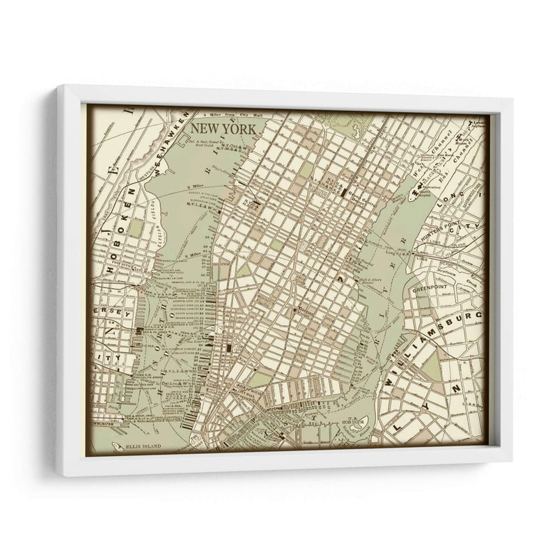 Mapa De Sepia De Nueva York - Vision Studio | Cuadro decorativo de Canvas Lab