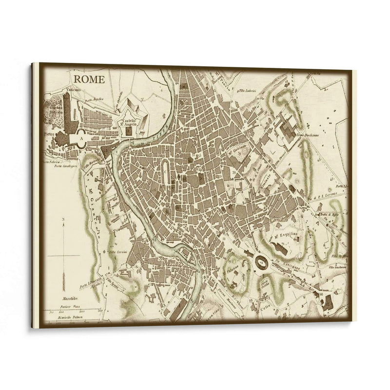 Mapa Sepia De Roma - Vision Studio | Cuadro decorativo de Canvas Lab