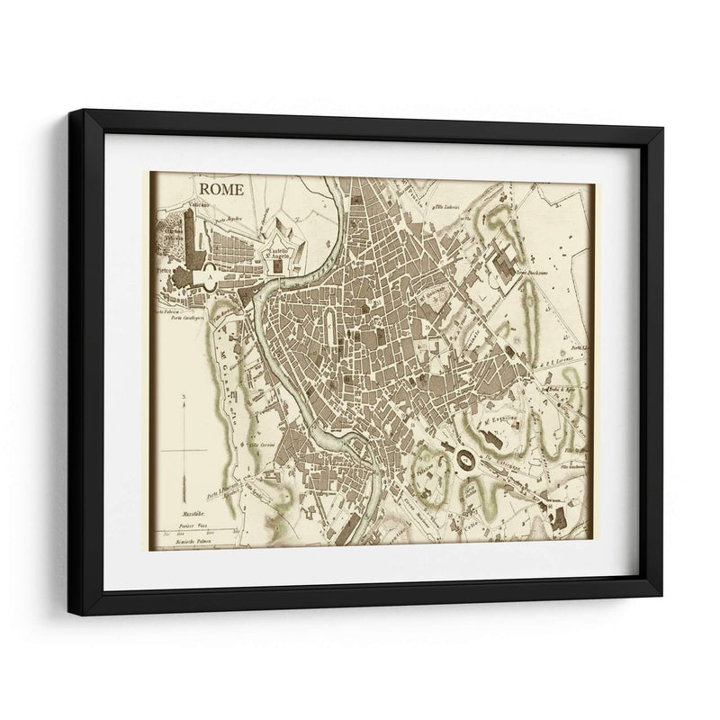 Mapa Sepia De Roma - Vision Studio | Cuadro decorativo de Canvas Lab