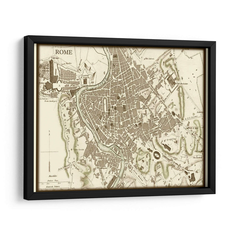 Mapa Sepia De Roma - Vision Studio | Cuadro decorativo de Canvas Lab