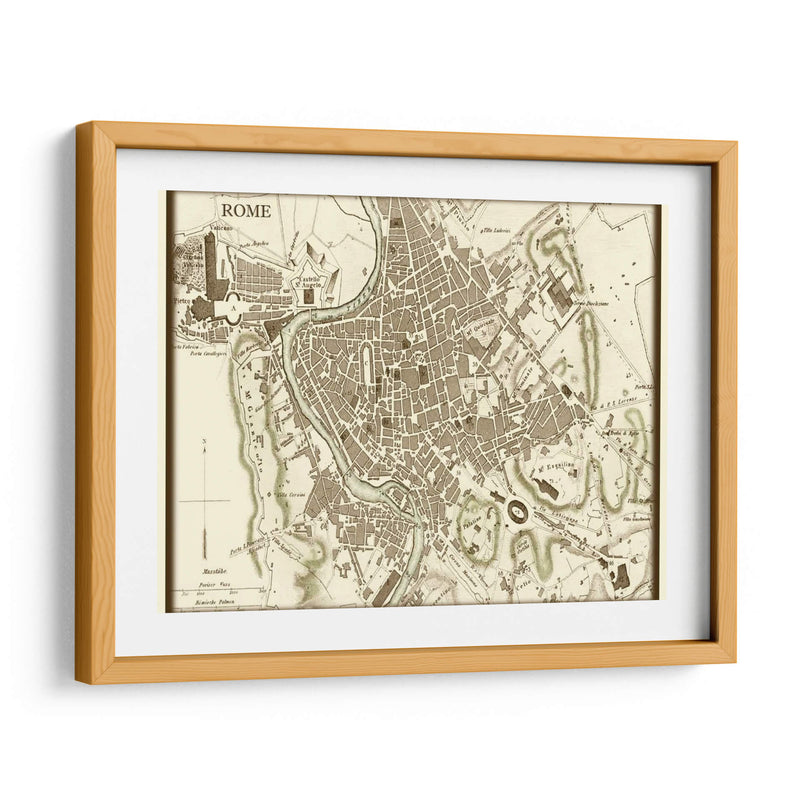 Mapa Sepia De Roma - Vision Studio | Cuadro decorativo de Canvas Lab