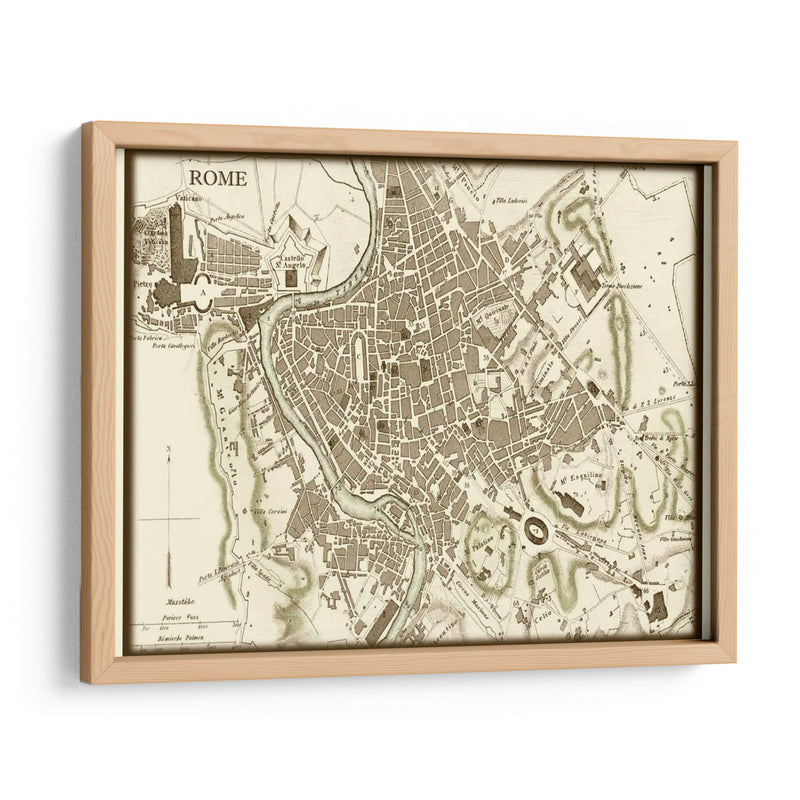 Mapa Sepia De Roma - Vision Studio | Cuadro decorativo de Canvas Lab