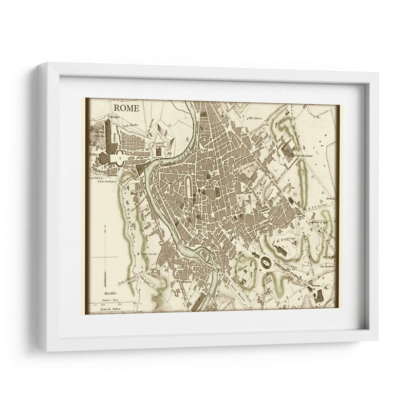 Mapa Sepia De Roma - Vision Studio | Cuadro decorativo de Canvas Lab