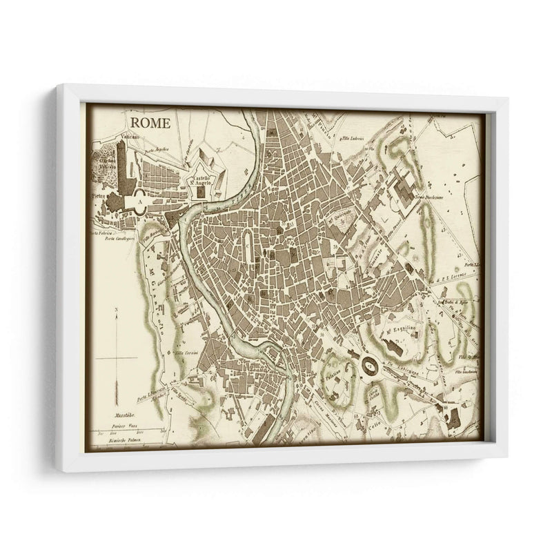 Mapa Sepia De Roma - Vision Studio | Cuadro decorativo de Canvas Lab