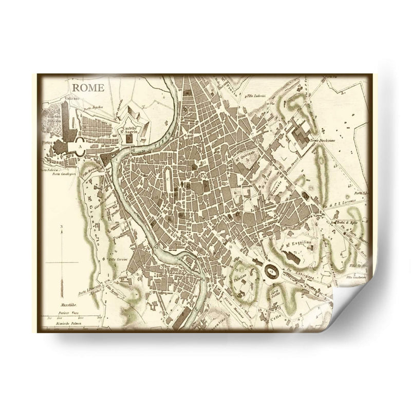 Mapa Sepia De Roma - Vision Studio | Cuadro decorativo de Canvas Lab