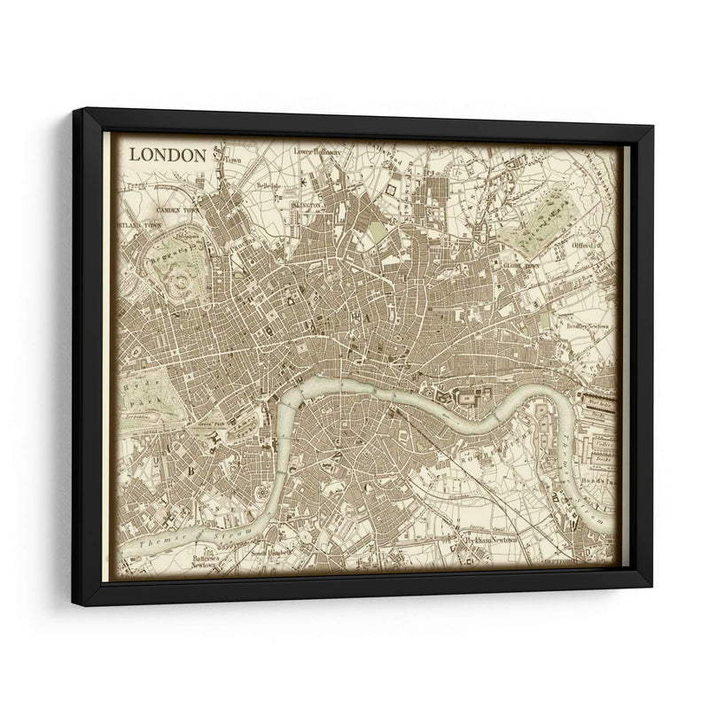 Mapa Sepia De Londres - Vision Studio | Cuadro decorativo de Canvas Lab