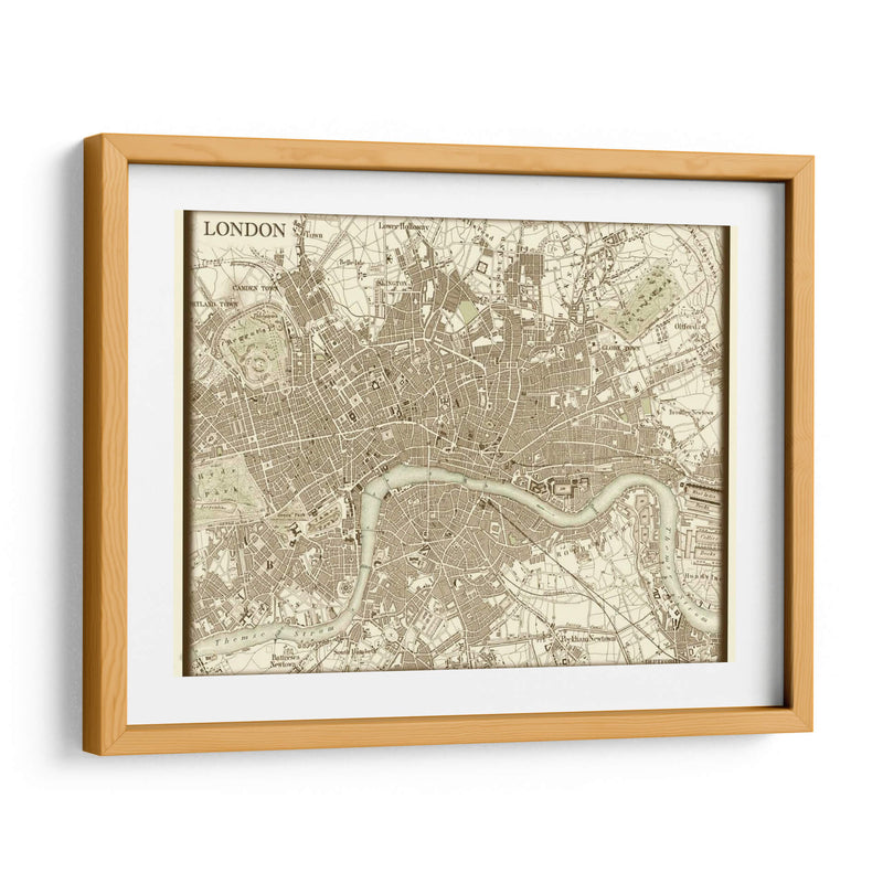 Mapa Sepia De Londres - Vision Studio | Cuadro decorativo de Canvas Lab