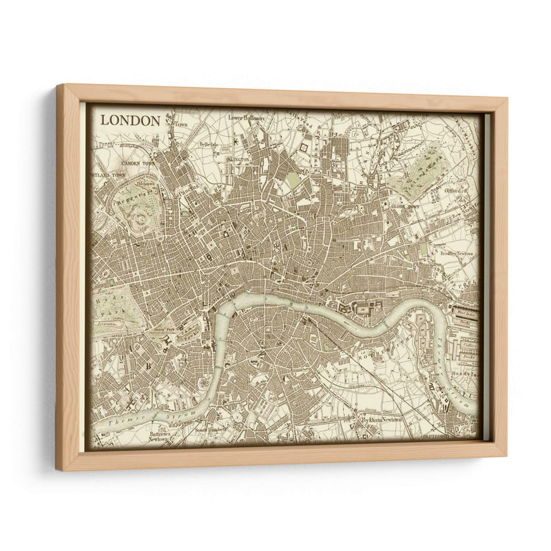 Mapa Sepia De Londres - Vision Studio | Cuadro decorativo de Canvas Lab