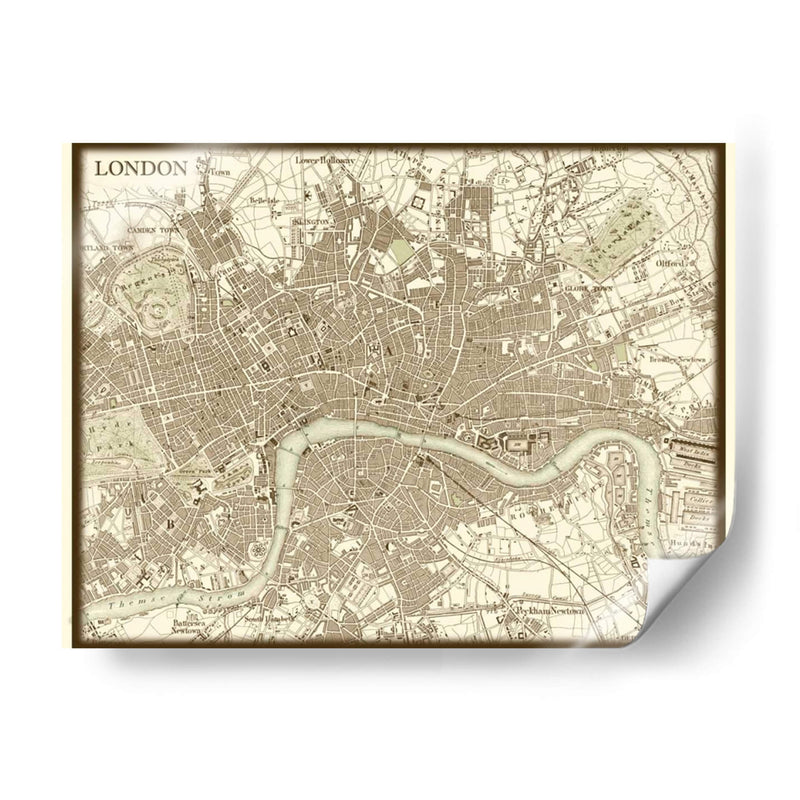 Mapa Sepia De Londres - Vision Studio | Cuadro decorativo de Canvas Lab