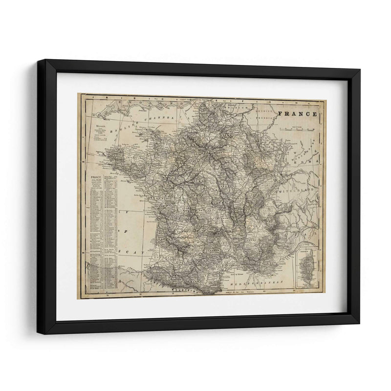 Mapa Antiguo De Francia - Vision Studio | Cuadro decorativo de Canvas Lab