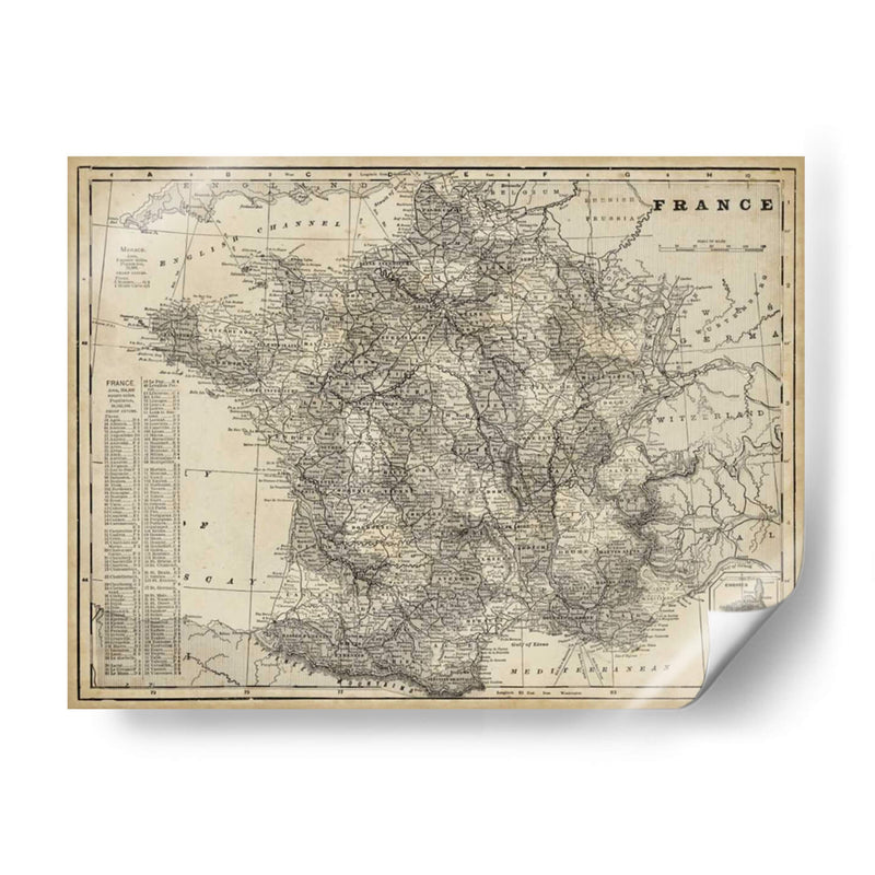 Mapa Antiguo De Francia - Vision Studio | Cuadro decorativo de Canvas Lab