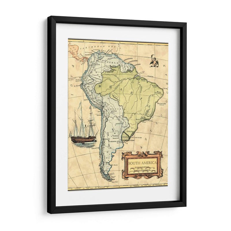 Mapa De América Del Sur - Vision Studio | Cuadro decorativo de Canvas Lab