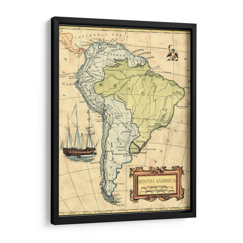 Mapa De América Del Sur - Vision Studio | Cuadro decorativo de Canvas Lab