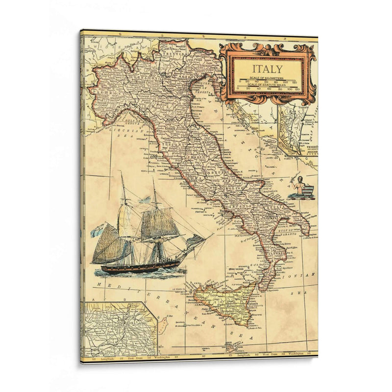 Mapa De Italia - Vision Studio | Cuadro decorativo de Canvas Lab