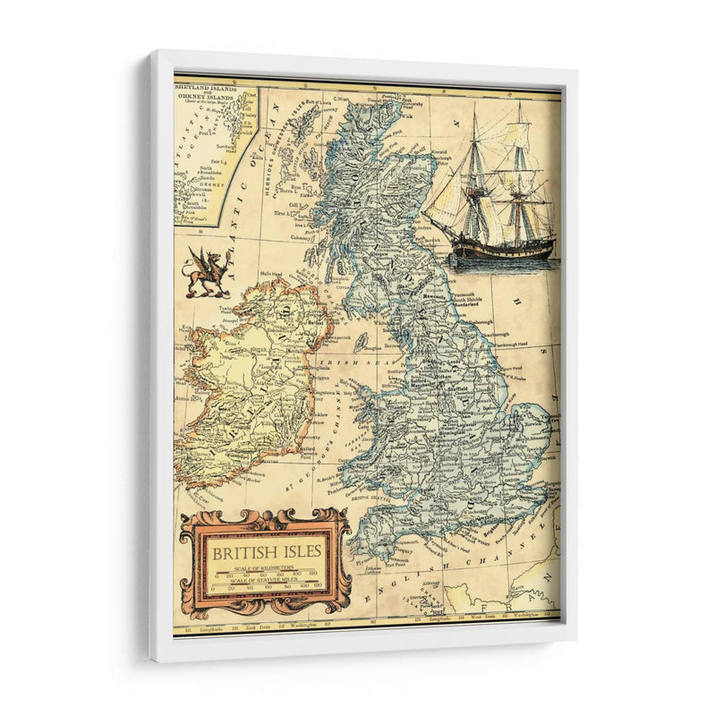 Mapa De Islas Británicas - Vision Studio | Cuadro decorativo de Canvas Lab