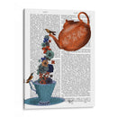 Tetera, Taza Y Flores, Naranja Y Azul. - Fab Funky | Cuadro decorativo de Canvas Lab